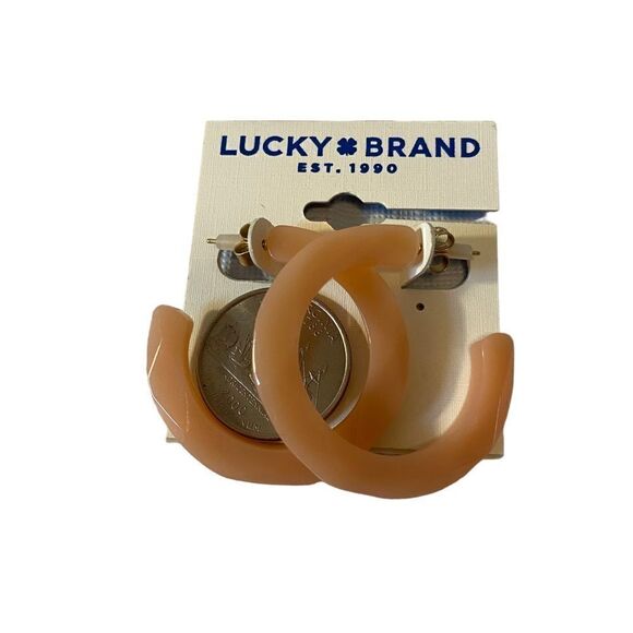 Peach Toned Faceted Resin Hoops. Great Neutral Color. - Picture 5 of 5